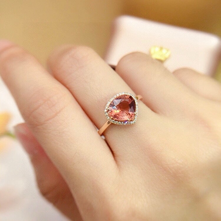 14k Gold 2.7 Ct Natural Tourmaline & Diamond Ring - 6