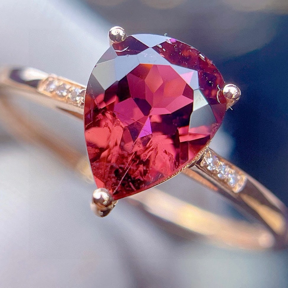 14k Gold 1.5 Ct Natural Tourmaline & Diamond Ring - 3