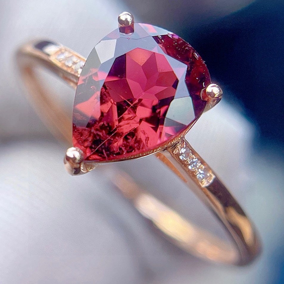 14k Gold 1.5 Ct Natural Tourmaline & Diamond Ring - 6