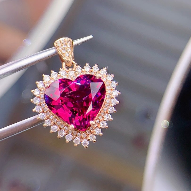 14k Gold 5.3 Ct Natural Tourmaline & Diamond Pendant( Without Chain ) - 4