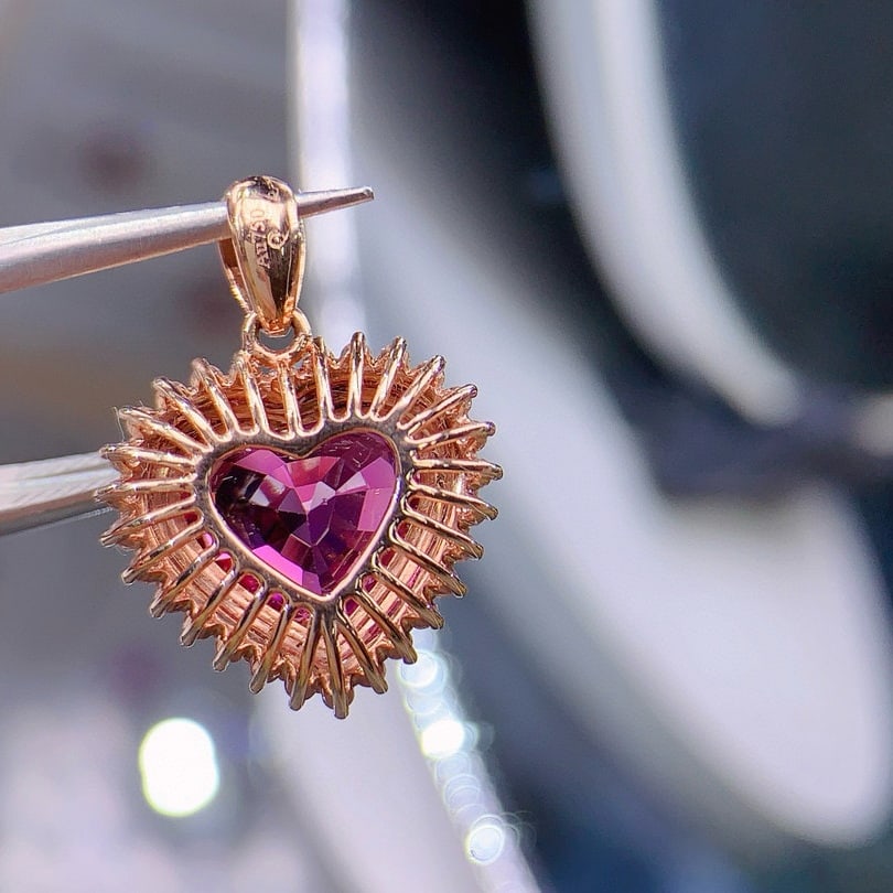 14k Gold 5.3 Ct Natural Tourmaline & Diamond Pendant( Without Chain ) - 5