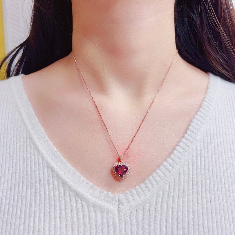 14k Gold 5.3 Ct Natural Tourmaline & Diamond Pendant( Without Chain ) - 6