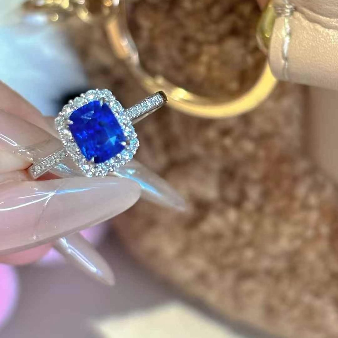 14k Gold 1.41 Ct Natural Sapphire & Diamond Ring - 2