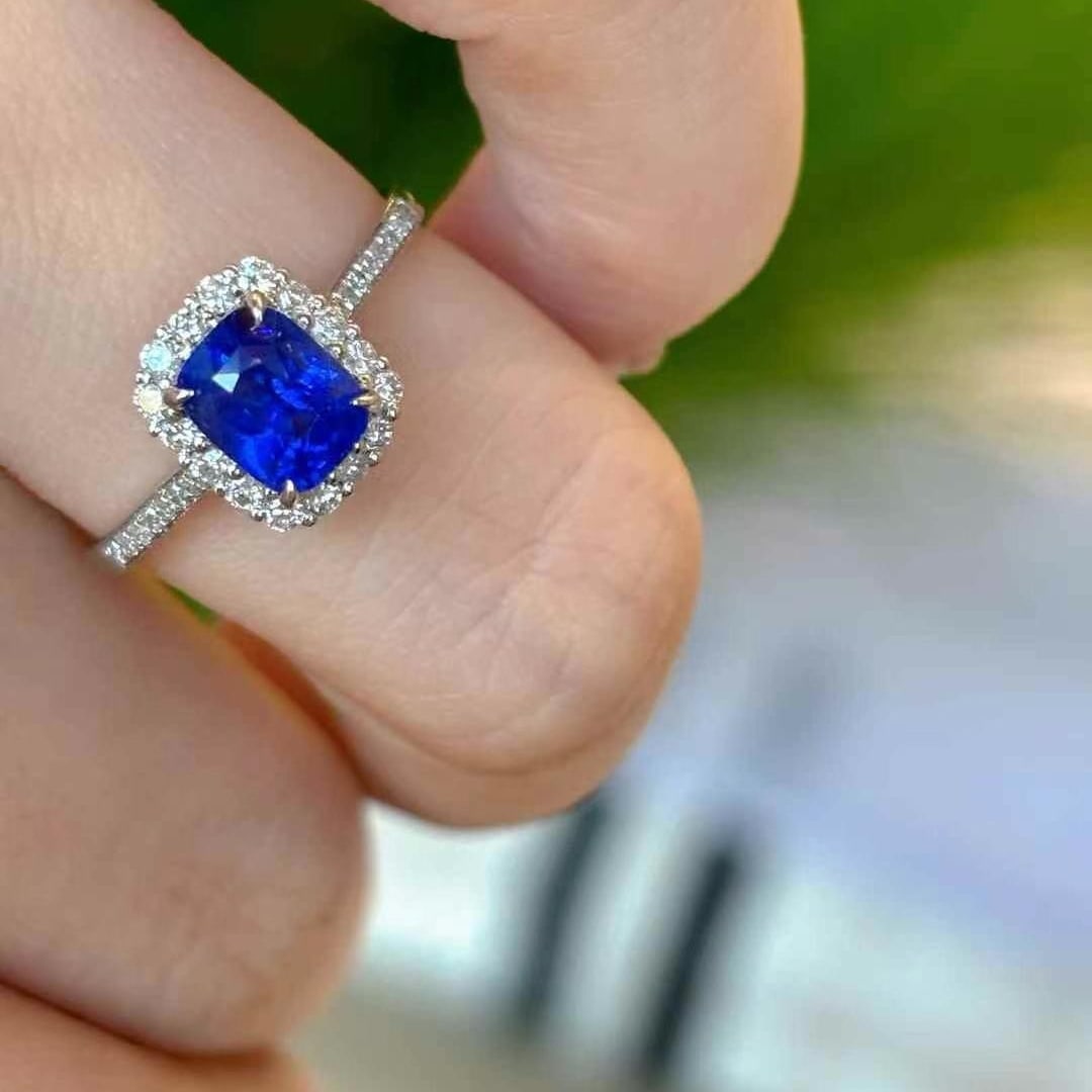 14k Gold 1.41 Ct Natural Sapphire & Diamond Ring - 3