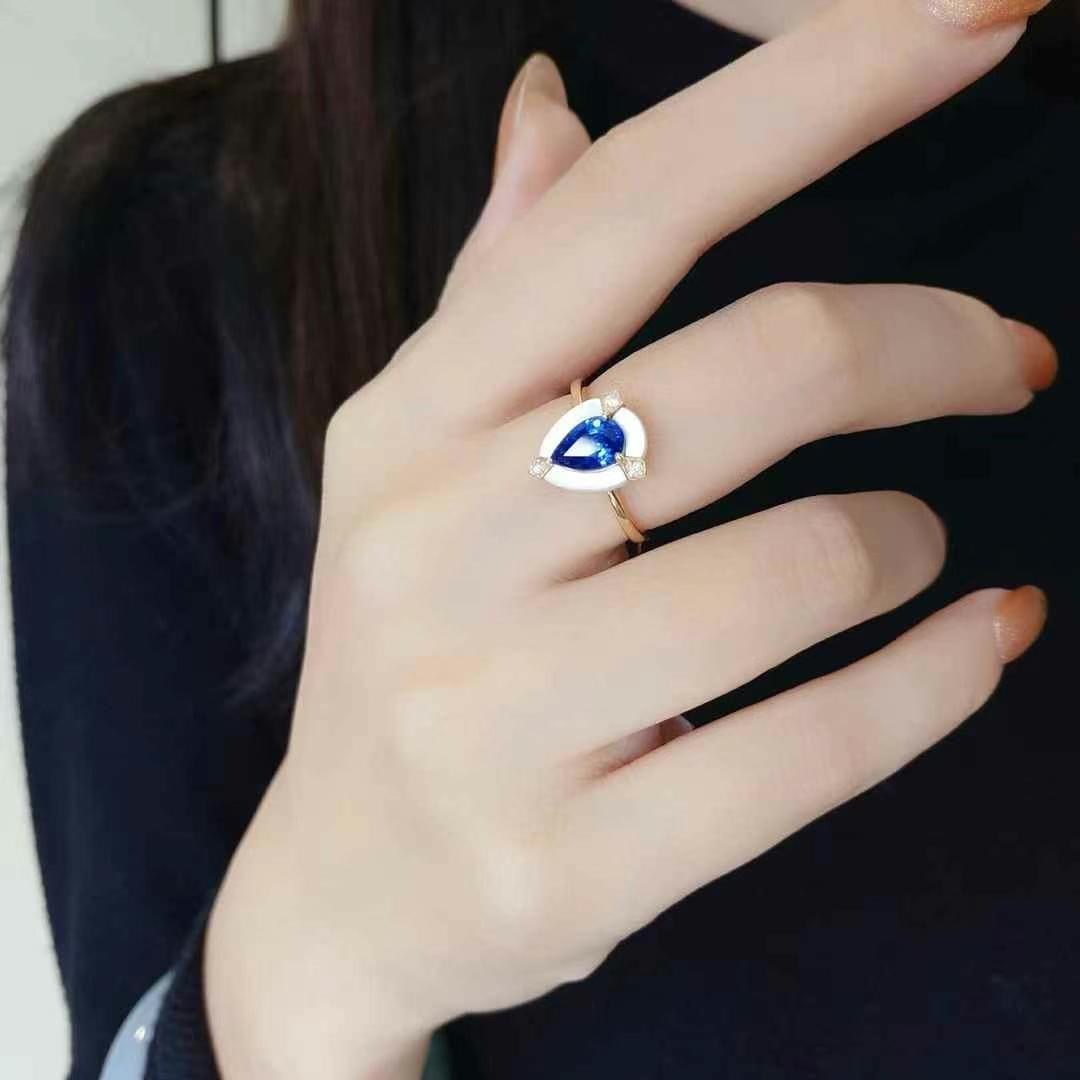 14k Gold 1 Ct Natural Sapphire & Diamond Ring - 2
