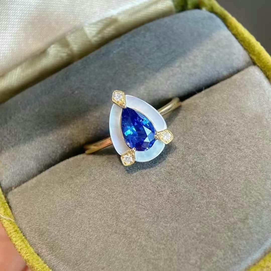 14k Gold 1 Ct Natural Sapphire & Diamond Ring - 3