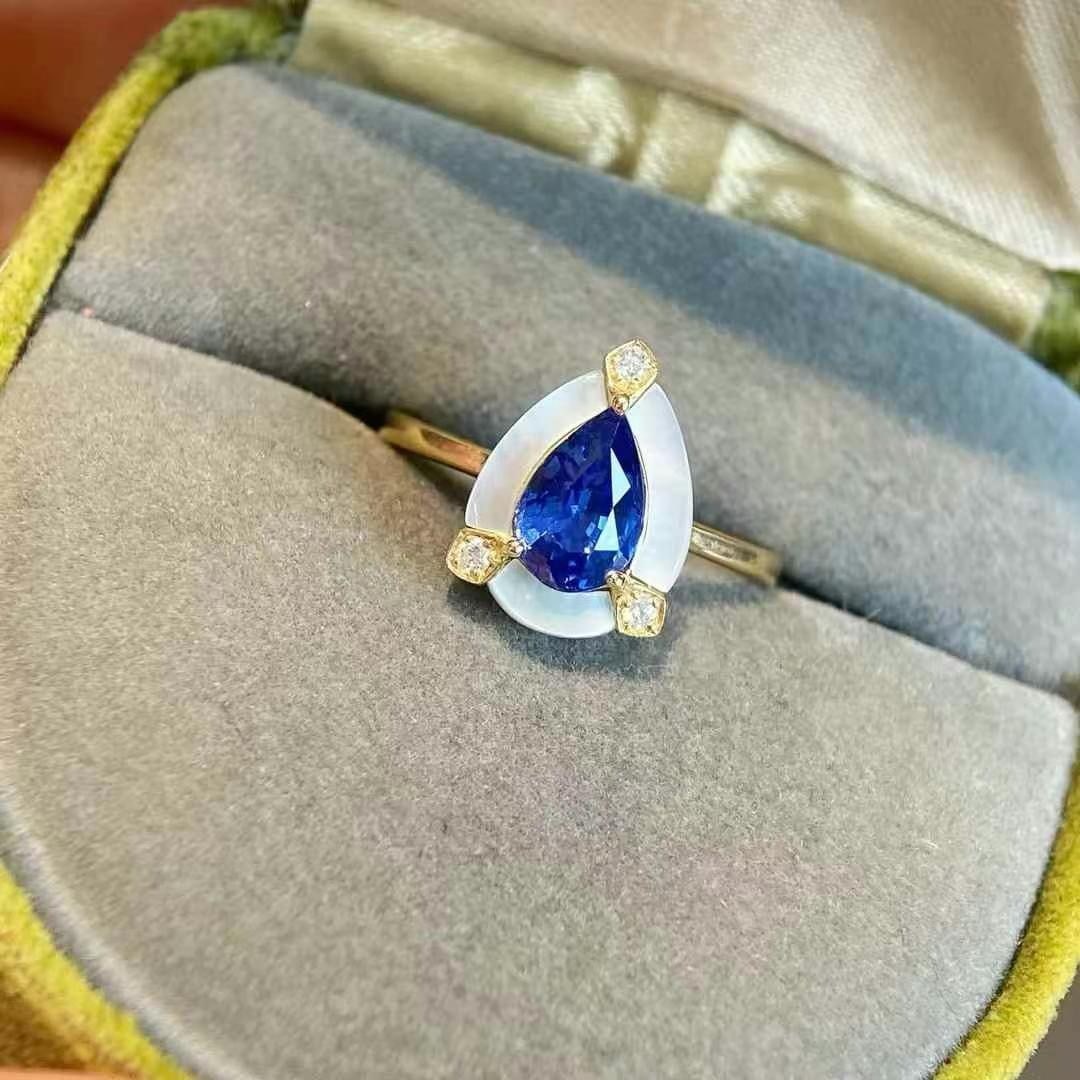 14k Gold 1 Ct Natural Sapphire & Diamond Ring - 4