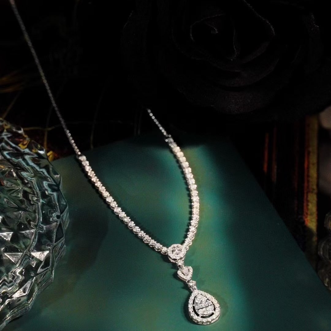 14k Gold 1.08 Ct Natural H Diamond Necklace - 2