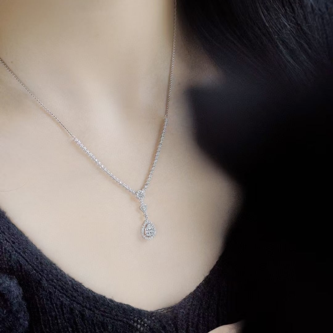14k Gold 1.08 Ct Natural H Diamond Necklace - 4