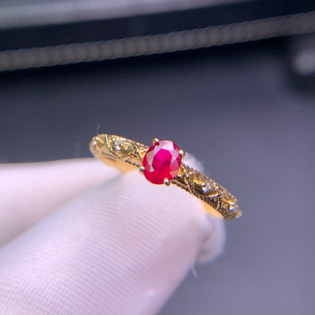 14k Gold 0.45 Ct Natural Ruby & Diamond Ring - 2