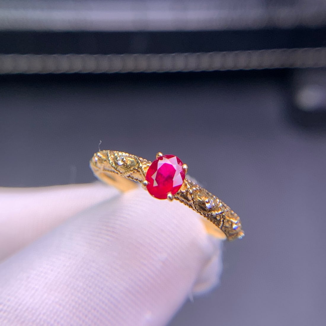 14k Gold 0.45 Ct Natural Ruby & Diamond Ring - 5
