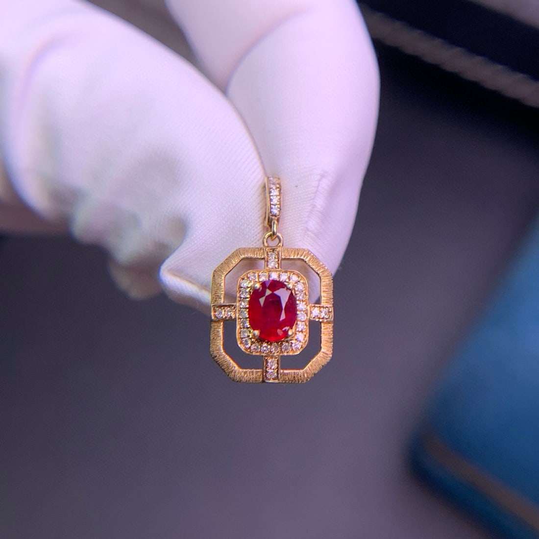 14k Gold 0.52 Ct Natural Ruby & Diamond Pendant( Without Chain ) - 5