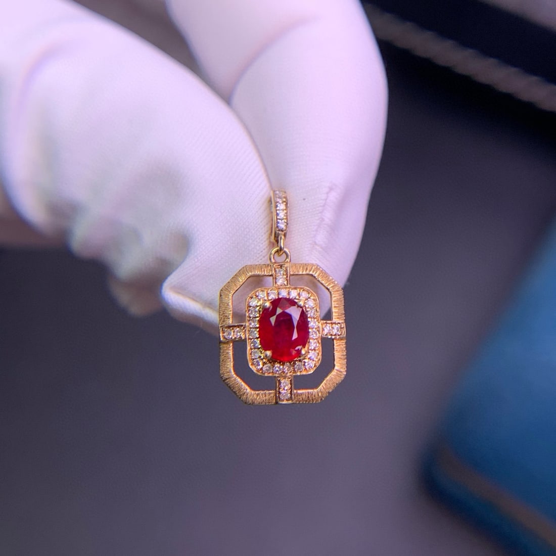 14k Gold 0.52 Ct Natural Ruby & Diamond Pendant( Without Chain ) - 6