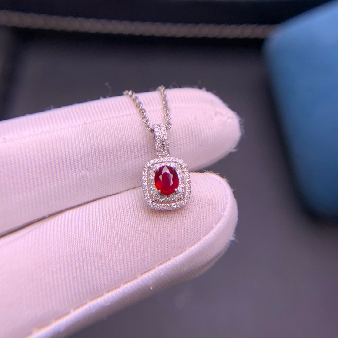 14k Gold 0.48 Ct Natural Ruby & Diamond Pendant( Without Chain ) - 2