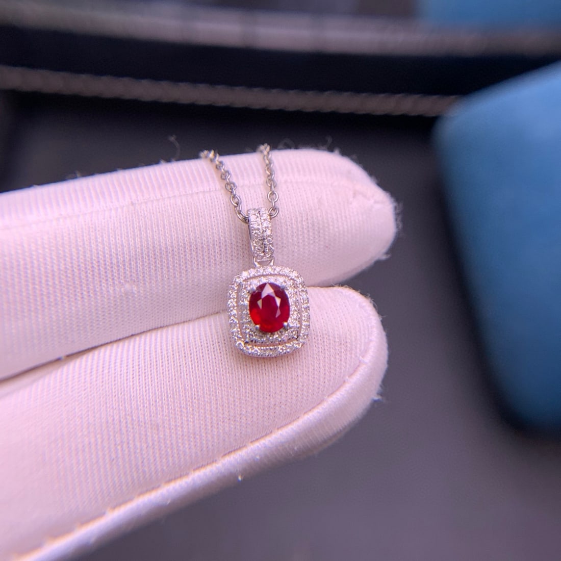 14k Gold 0.48 Ct Natural Ruby & Diamond Pendant( Without Chain ) - 3