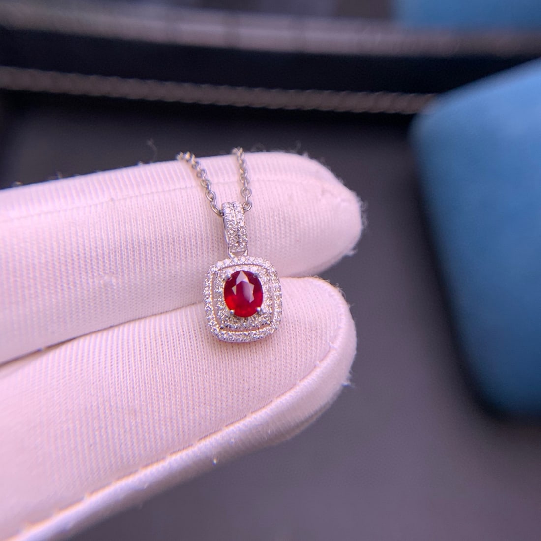 14k Gold 0.48 Ct Natural Ruby & Diamond Pendant( Without Chain ) - 4