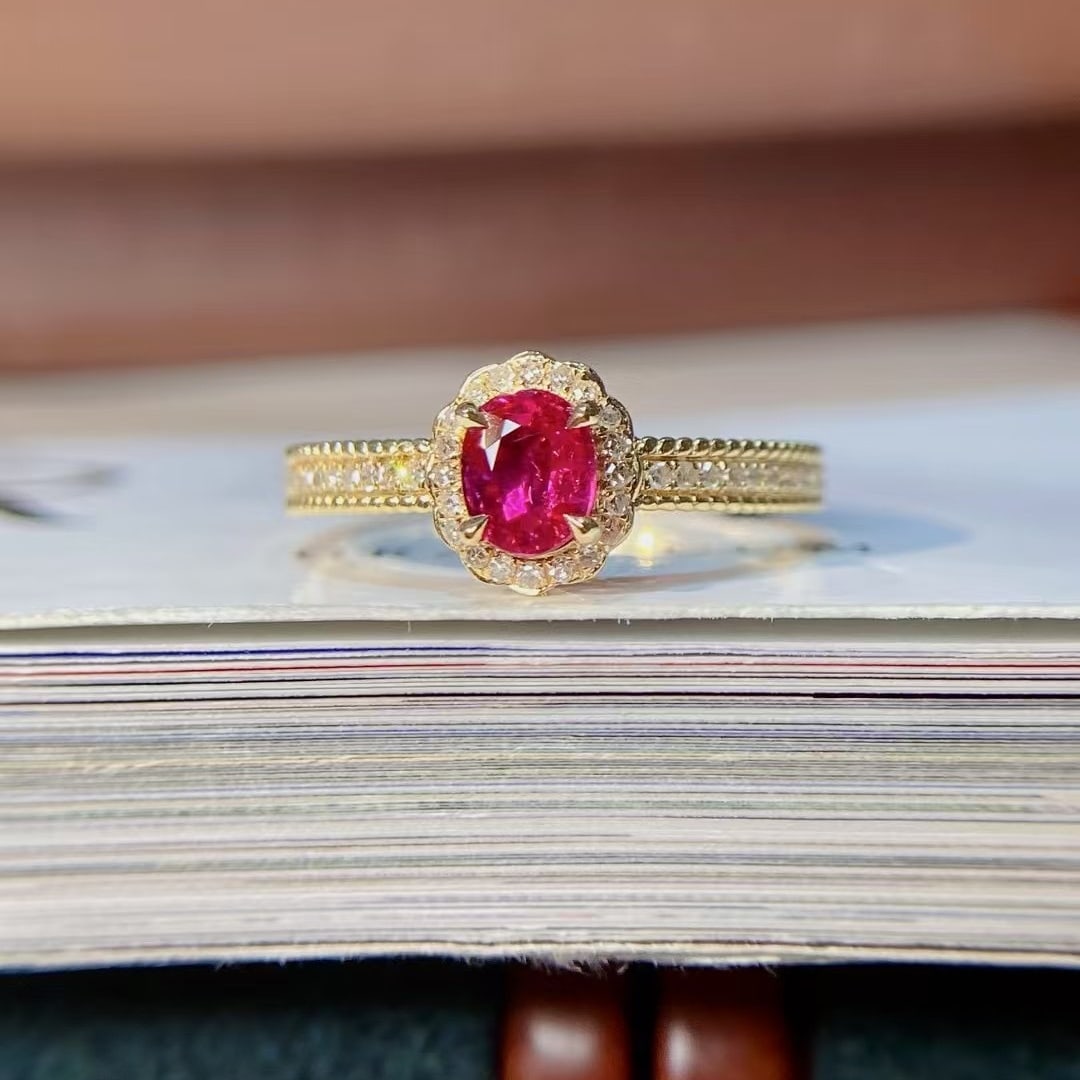 14k Gold 0.65 Ctw Natural Ruby & Diamond Ring - 2