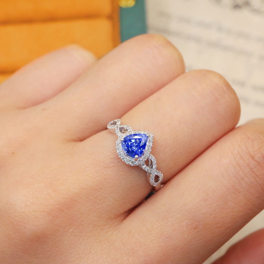 14k Gold 1.26 Ctw Natural Sapphire & Diamond Ring - 5