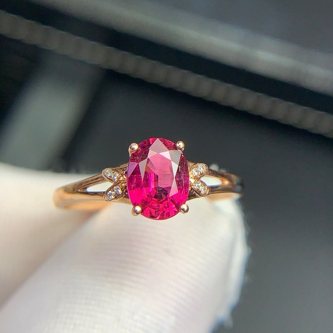 14k Gold 1.05 Ct Natural Tourmaline & Diamond Ring - 3