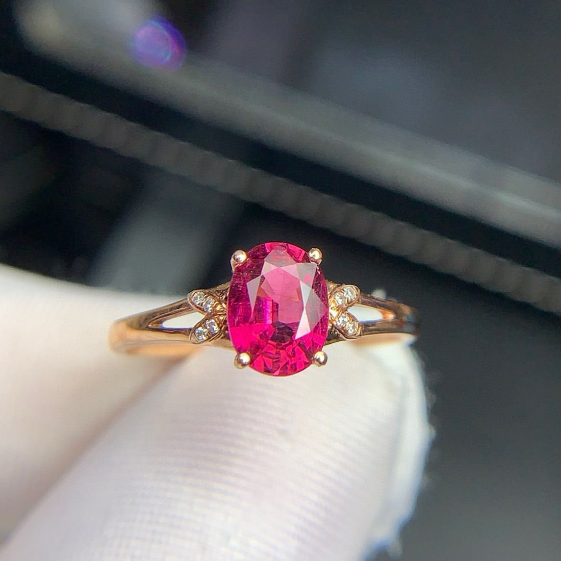 14k Gold 1.05 Ct Natural Tourmaline & Diamond Ring - 4