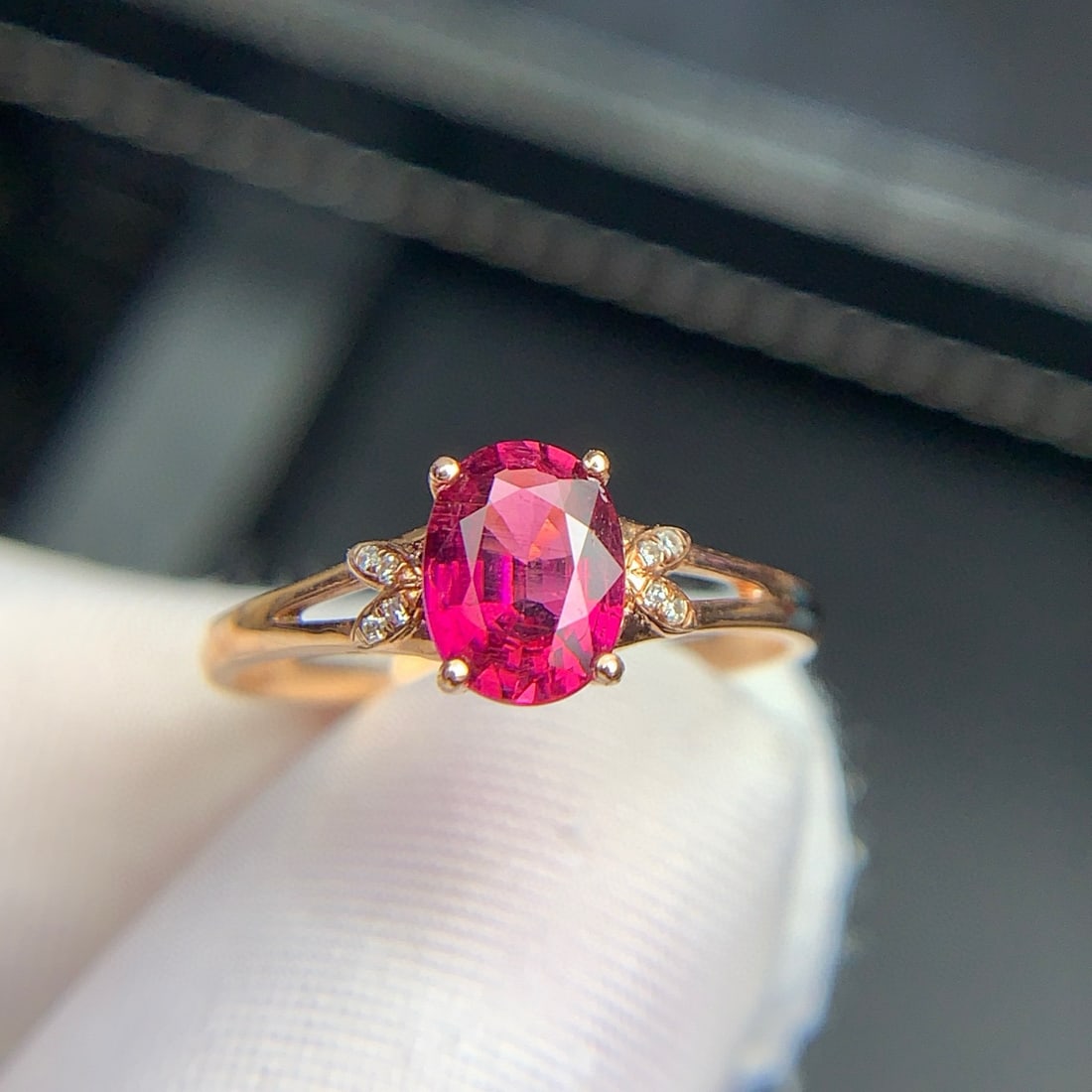 14k Gold 1.05 Ct Natural Tourmaline & Diamond Ring - 5