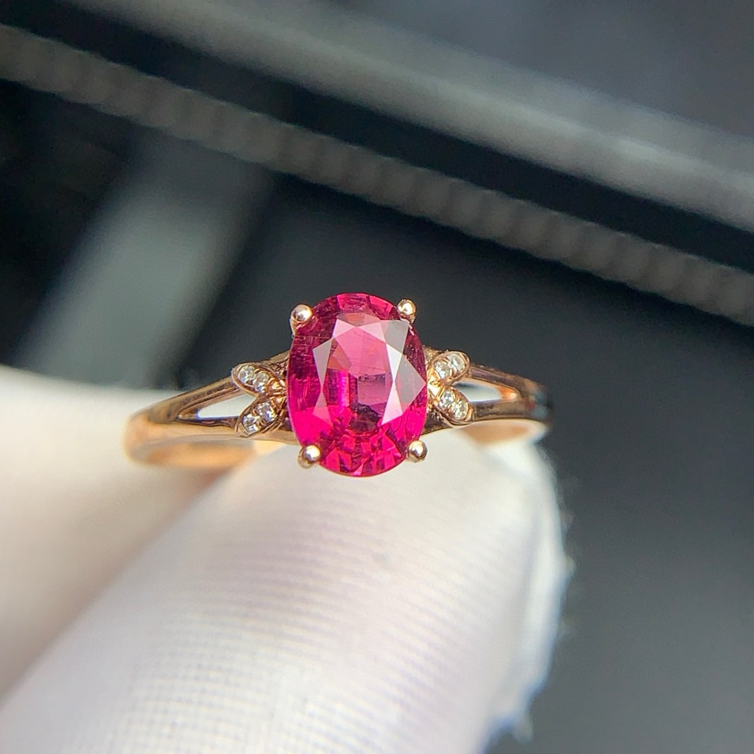 14k Gold 1.05 Ct Natural Tourmaline & Diamond Ring - 6