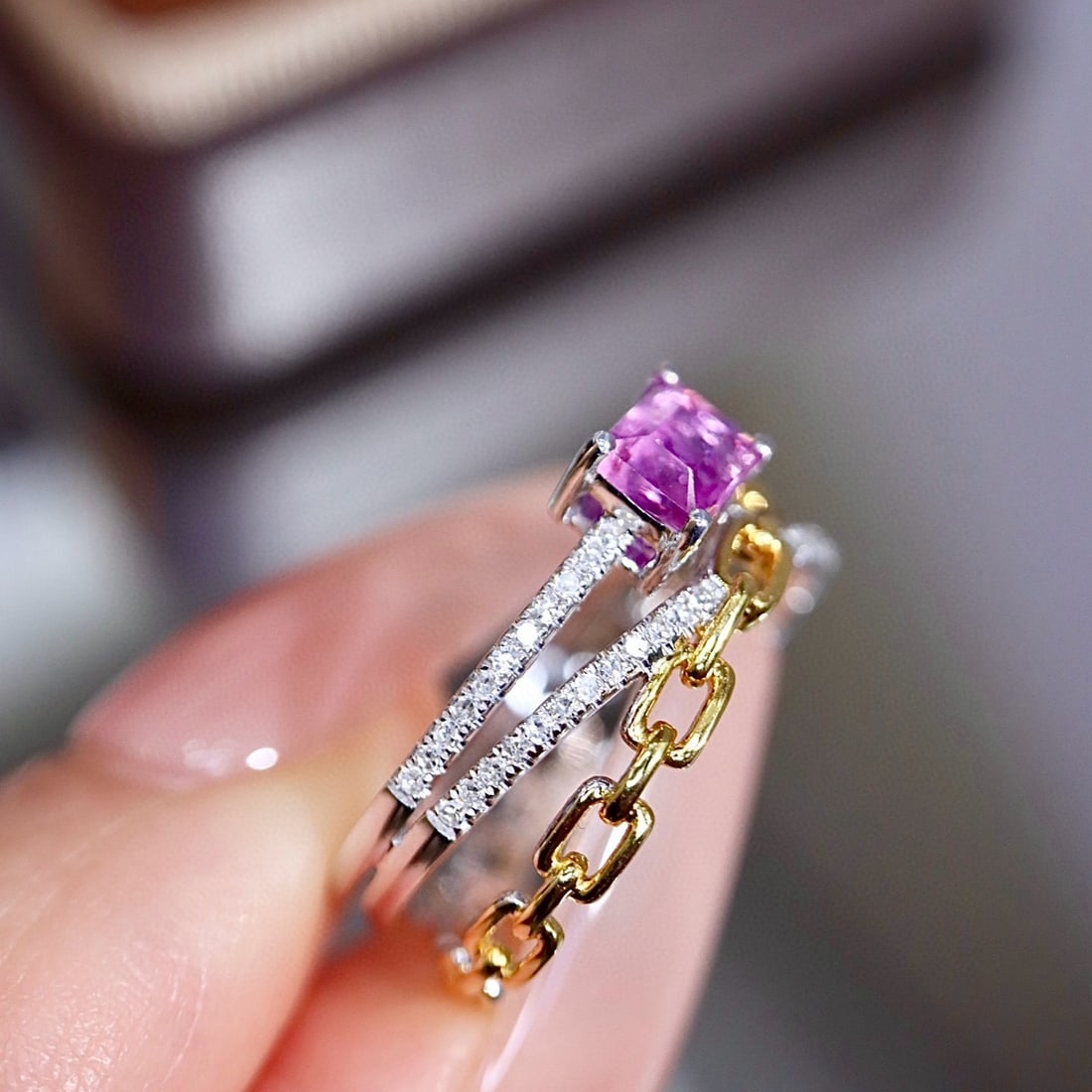 14k Gold 0.68 Ctw Natural Sapphire & Diamond Ring - 4