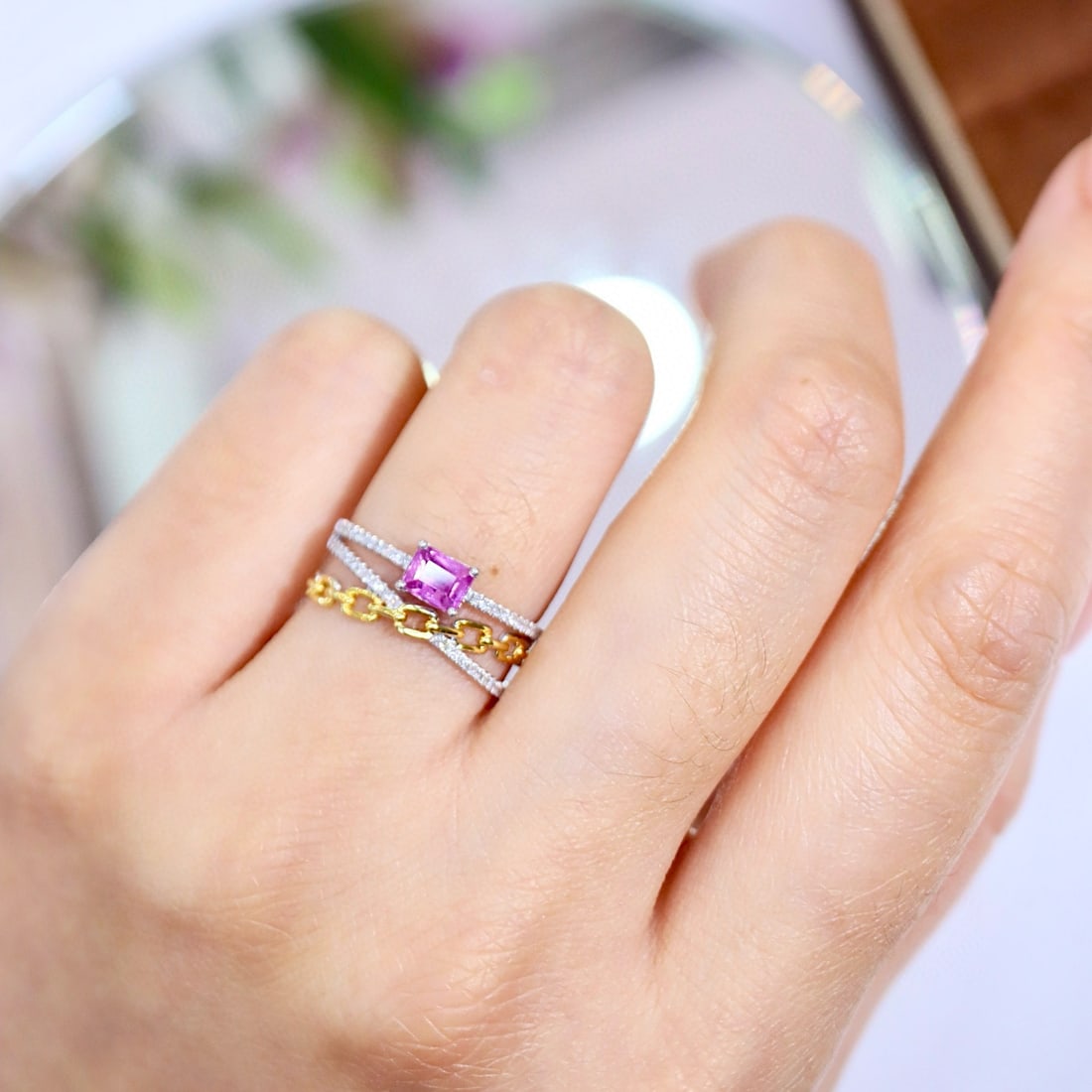 14k Gold 0.68 Ctw Natural Sapphire & Diamond Ring - 8