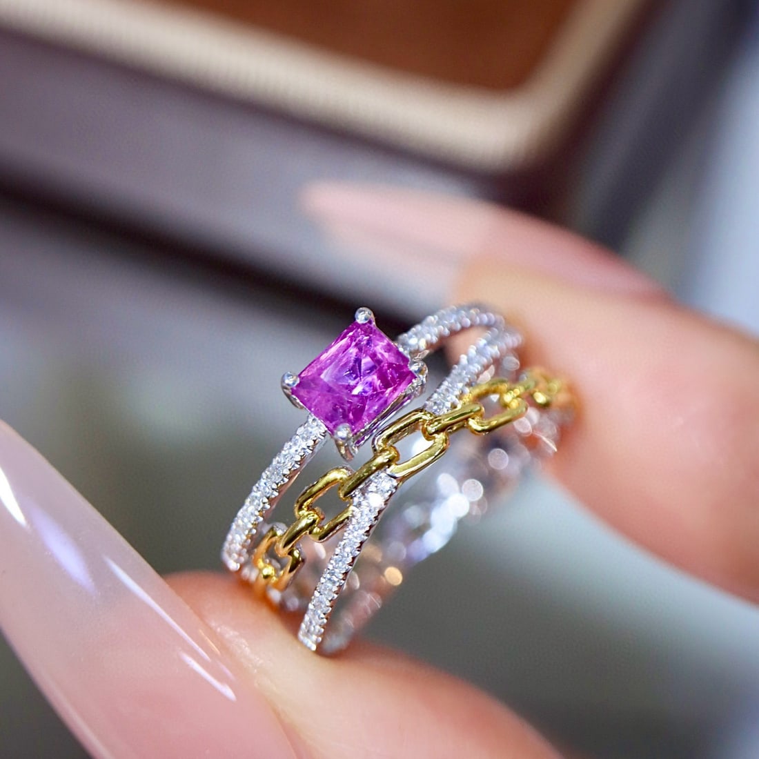 14k Gold 0.68 Ctw Natural Sapphire & Diamond Ring - 9