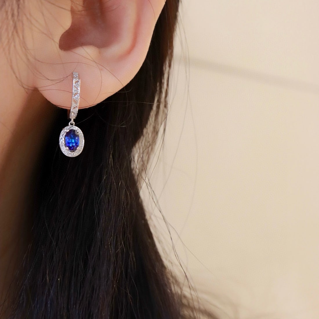 14k Gold 1.38 Ctw Natural Sapphire & Diamond Earrings - 6