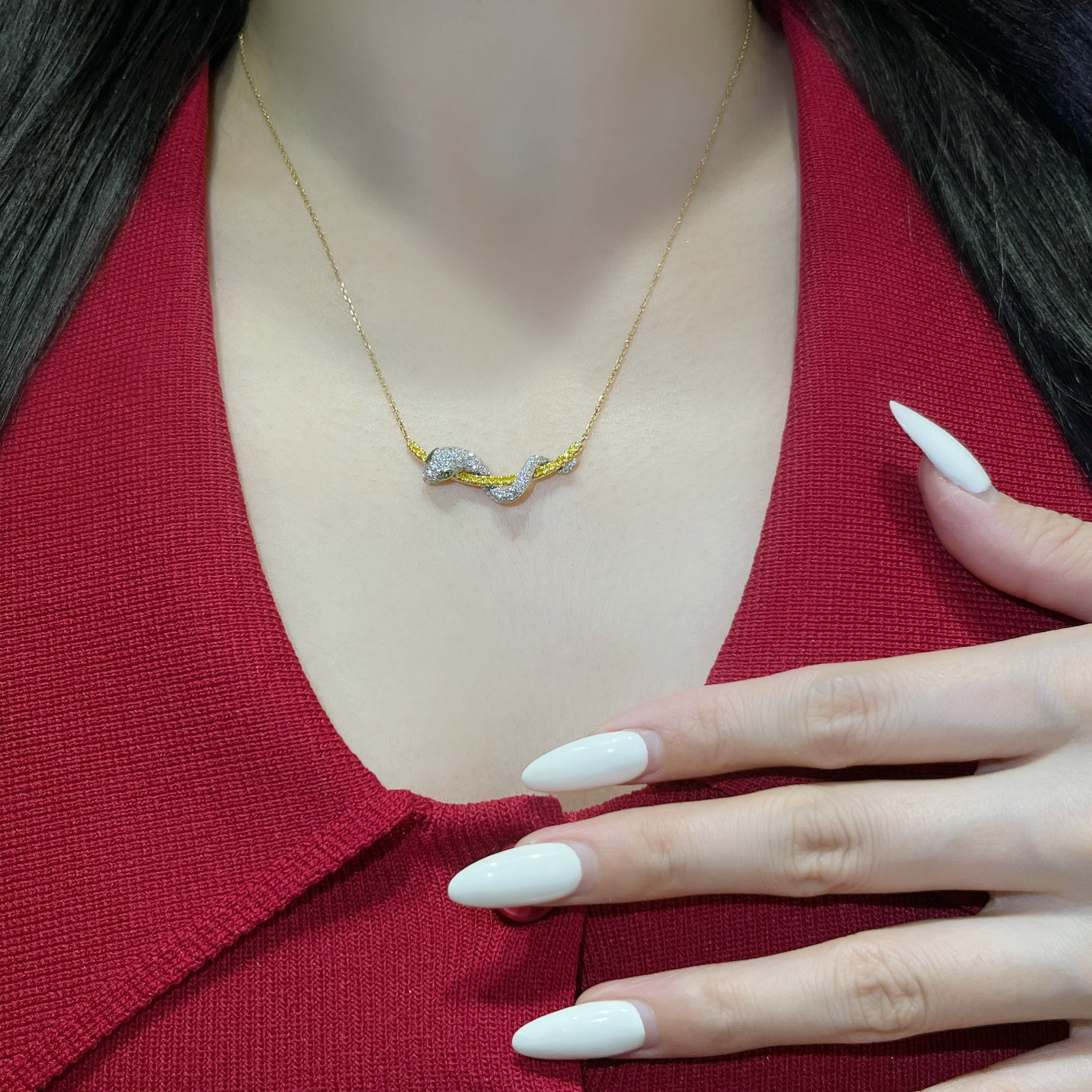14k Gold 0.95 Ct Natural Color Diamond Necklace - 4
