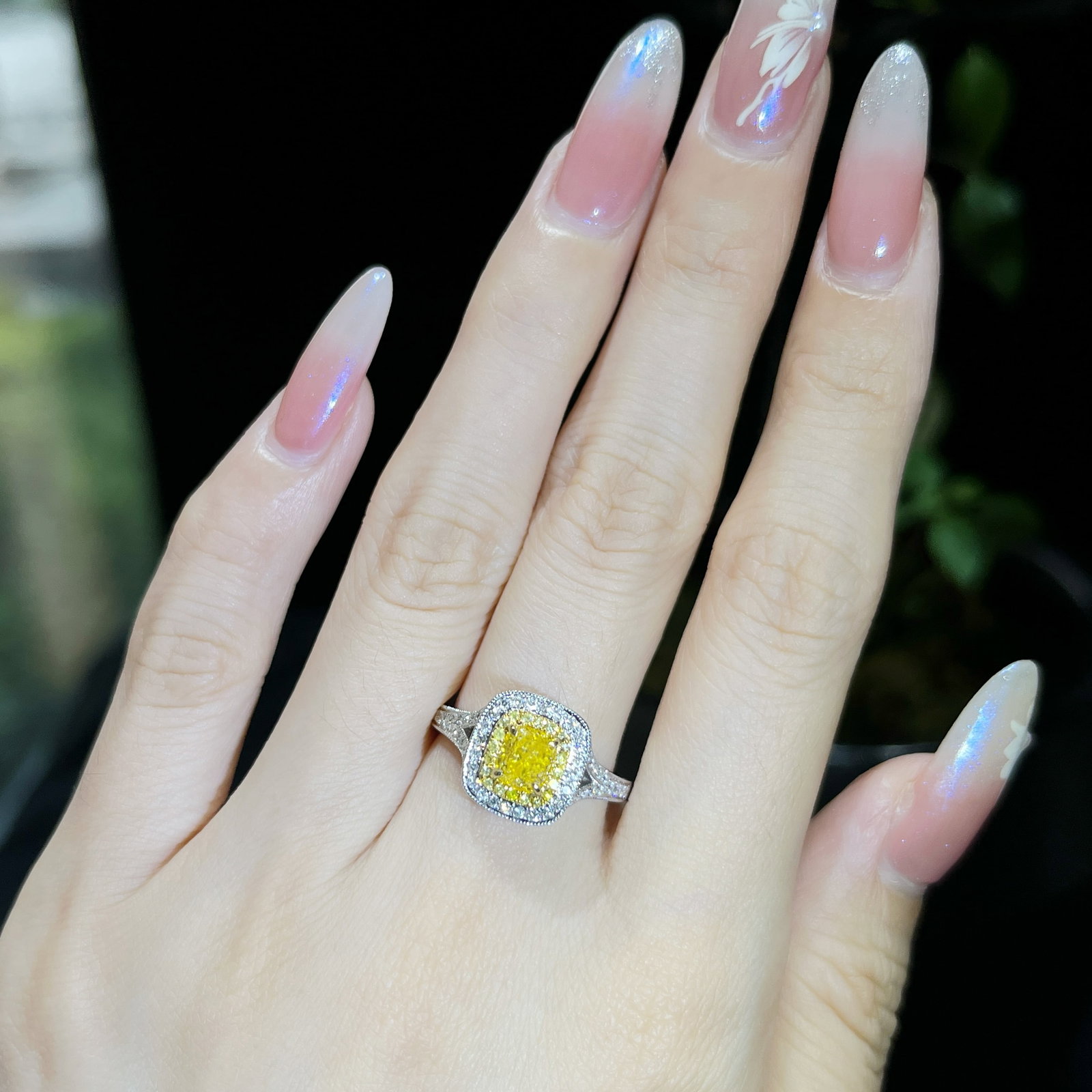14k Gold 1.34 Ctw Natural Yellow Diamond & Diamond Ring - 5