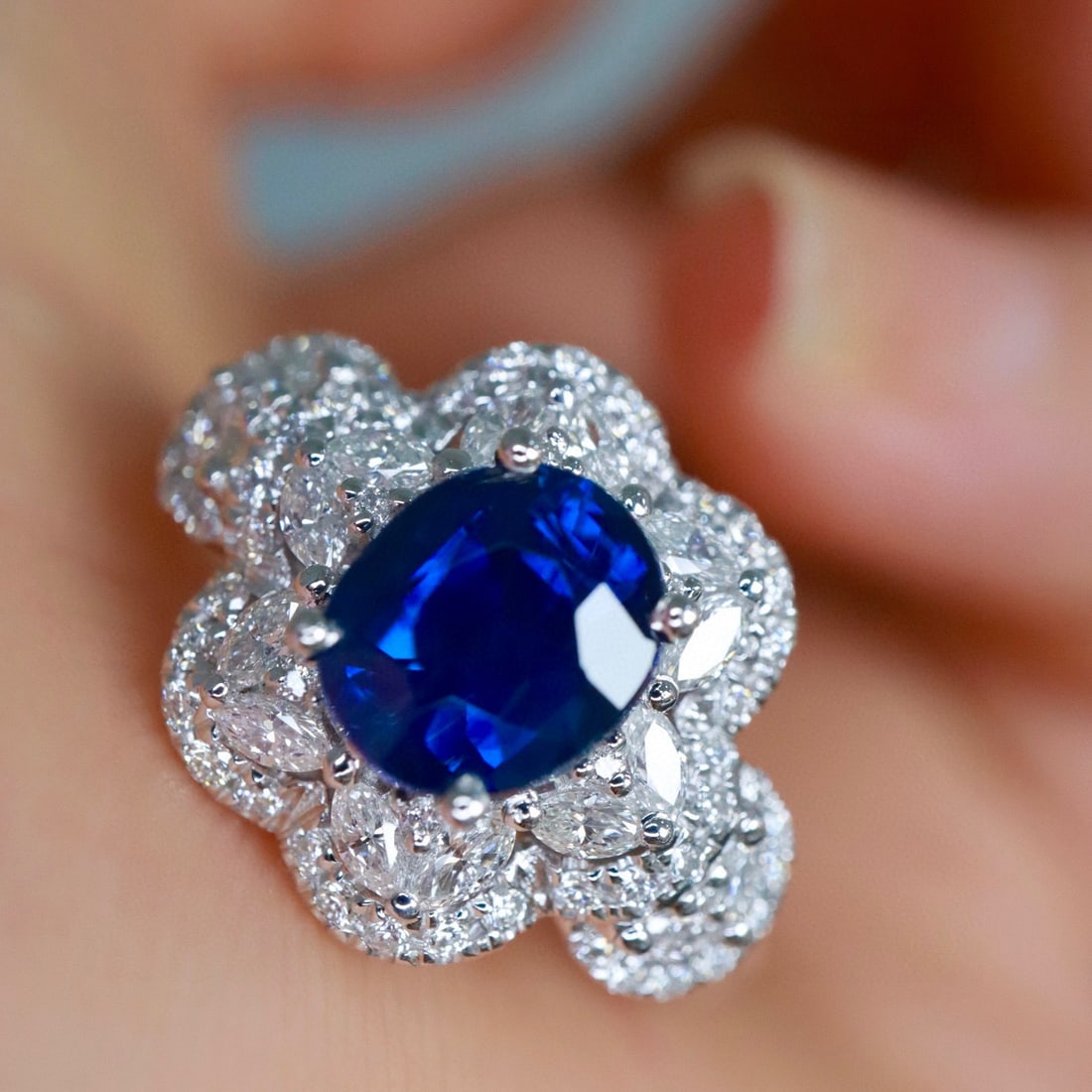 14k Gold 2.22 Ctw Natural Sapphire & Diamond Ring - 2