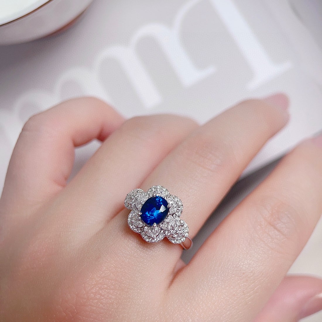 14k Gold 2.22 Ctw Natural Sapphire & Diamond Ring - 3