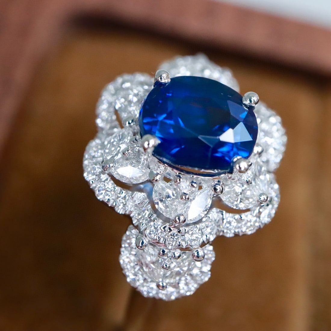14k Gold 2.22 Ctw Natural Sapphire & Diamond Ring - 5