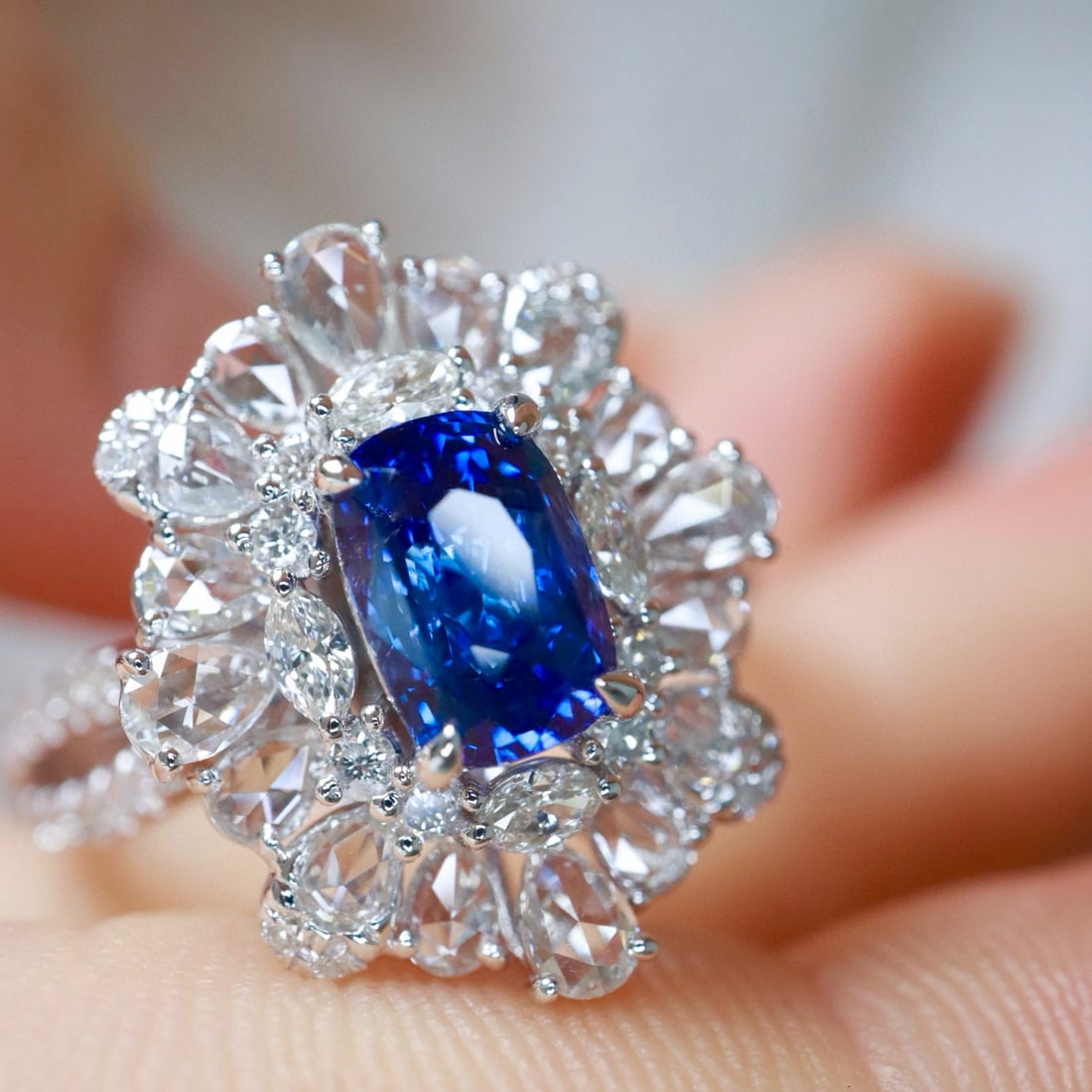 14k Gold 2.64 Ctw Natural Sapphire & Diamond Ring - 5