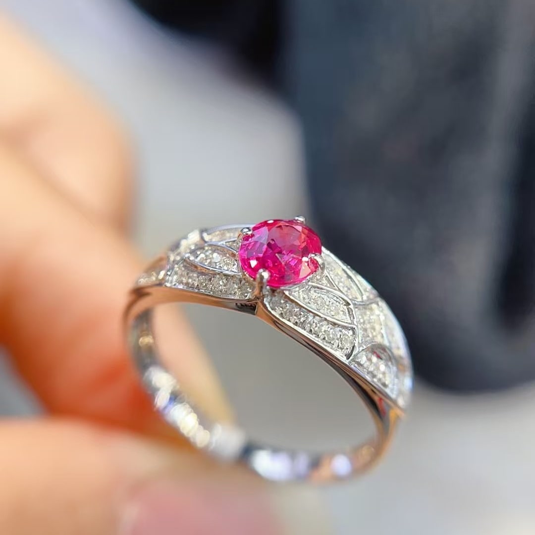 14k Gold 0.68 Ct Natural Ruby & Diamond Ring - 2