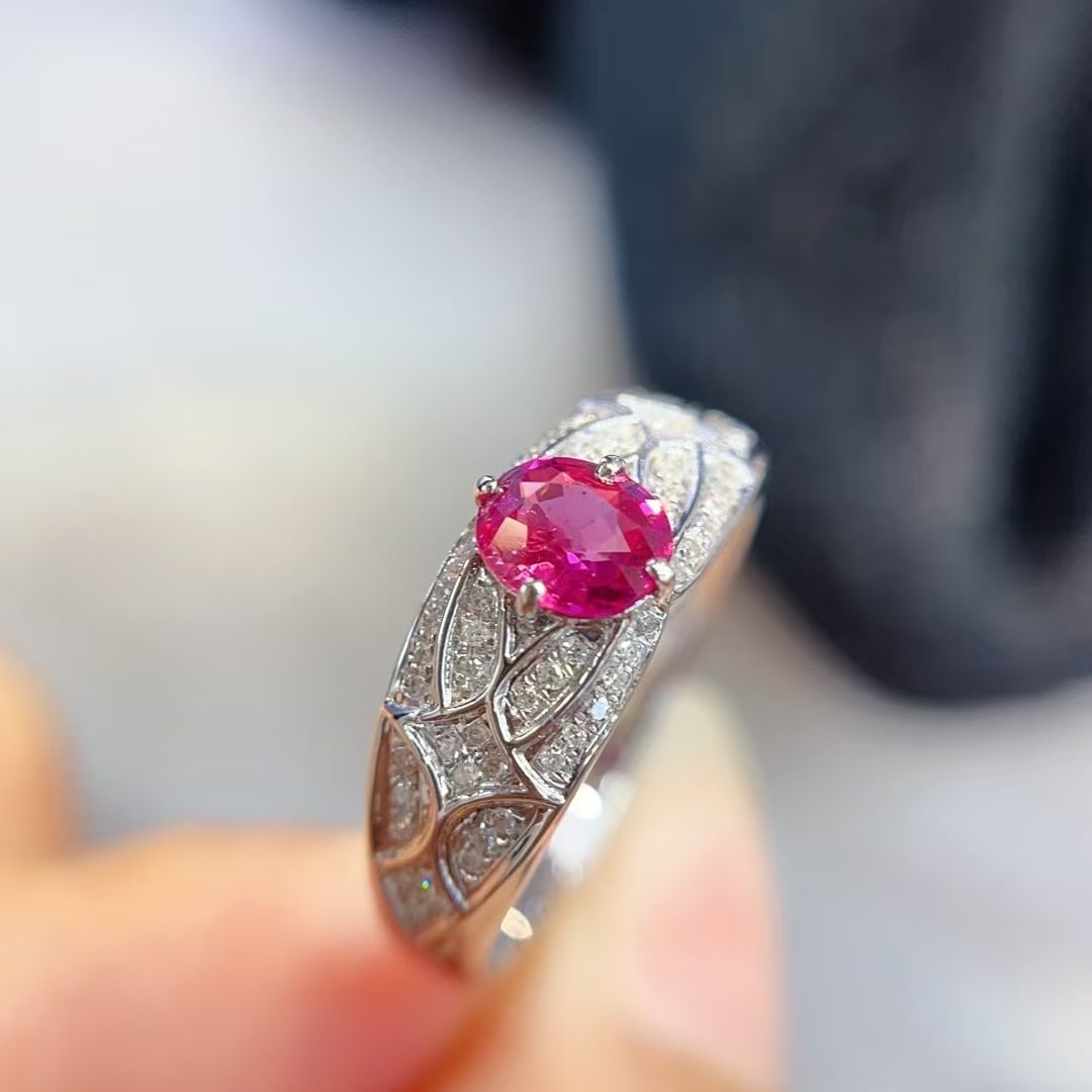 14k Gold 0.68 Ct Natural Ruby & Diamond Ring - 3
