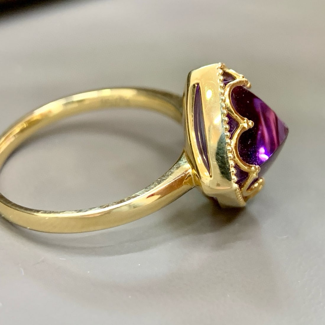 14k Gold 5.71 Ct Natural Amethyst Ring - 2