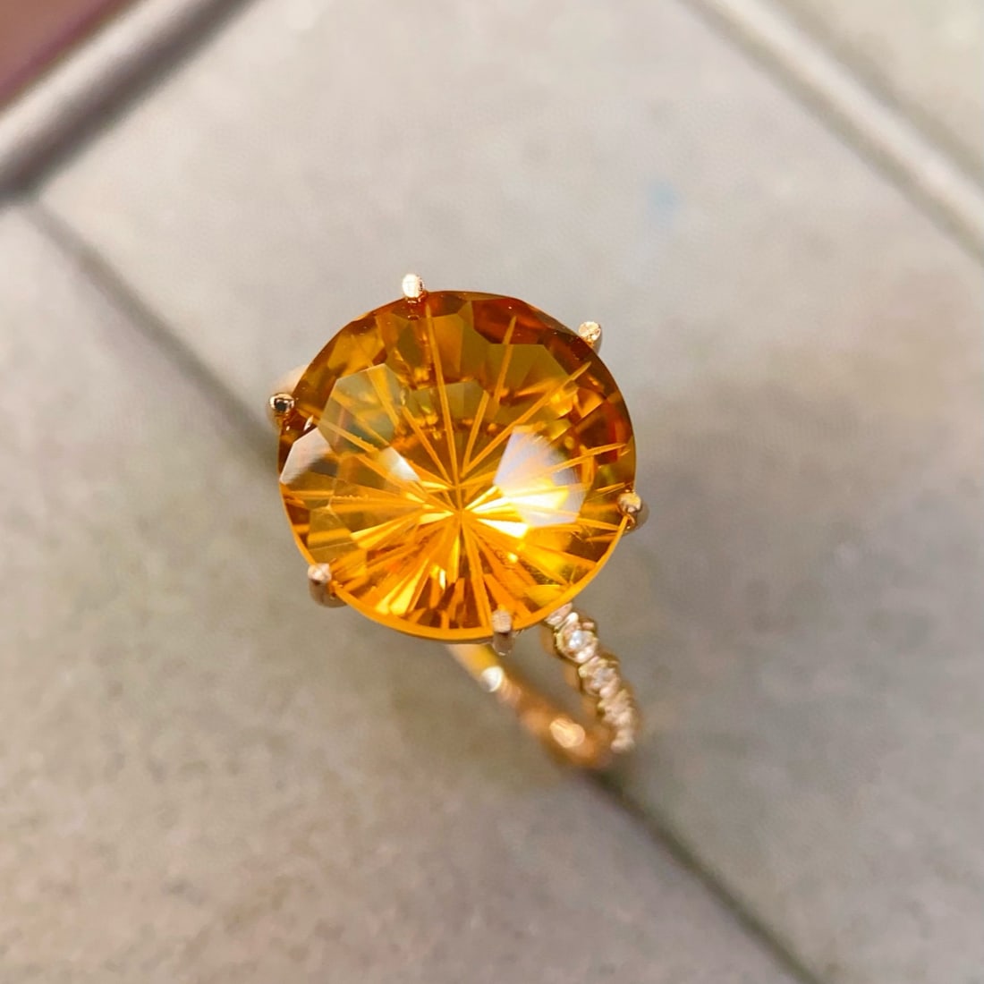 14k Gold 5.58 Ctw Natural Citrine & Diamond Ring - 4