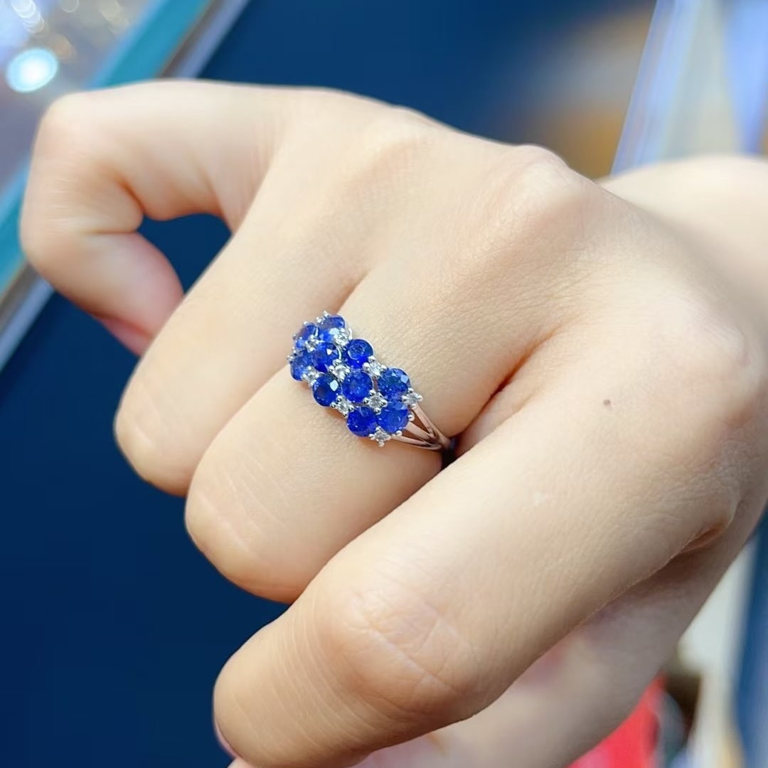14k Gold 2.30 Ct Natural Sapphire & Sapphire Ring - 4
