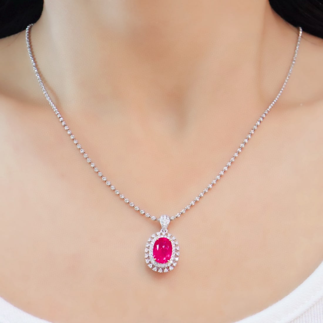 14k Gold 2.56 Ctw Natural Ruby & Diamond Pendant( Without Chain ) - 4