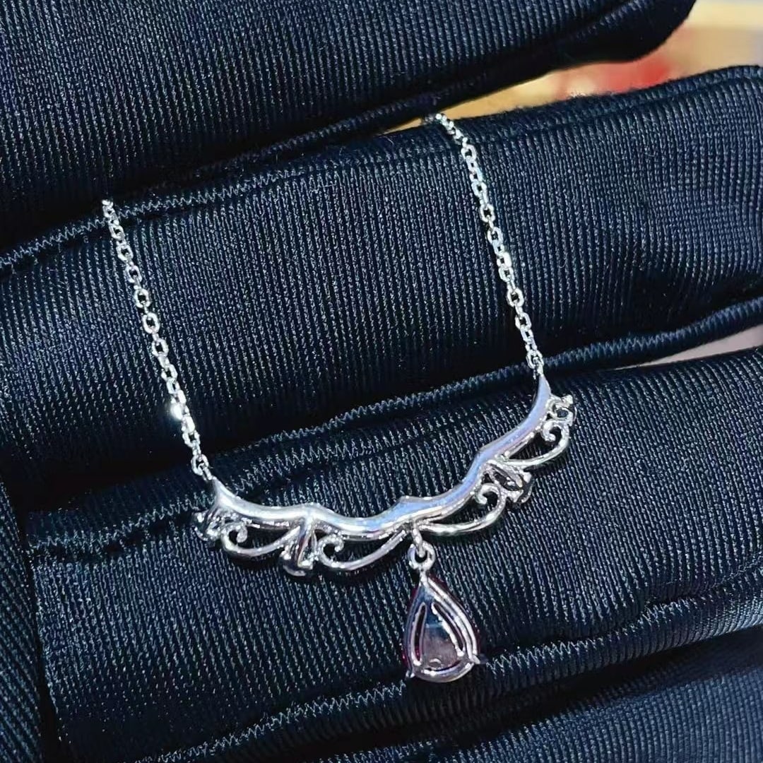 14k Gold 0.9 Ct Natural Ruby & Diamond & Sapphire Necklace - 2
