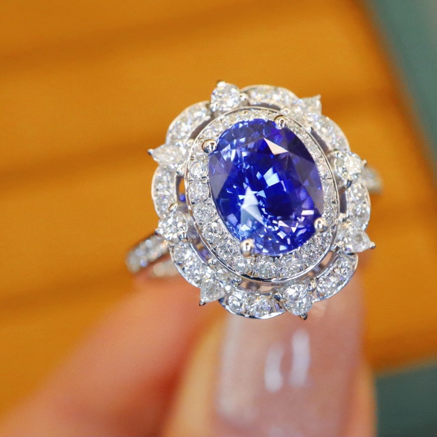 14k Gold 2.97 Ctw Natural Sapphire & Diamond Ring - 2
