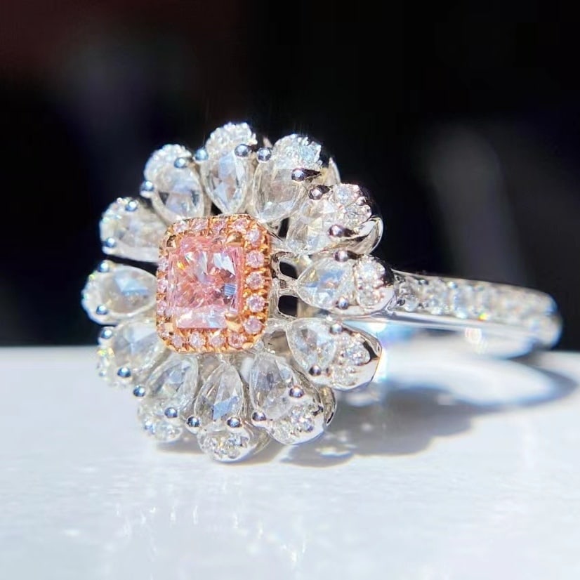 Gia Certified 14k Gold 0.85 Ctw Natural Pink Diamond & Diamond Ring - 3