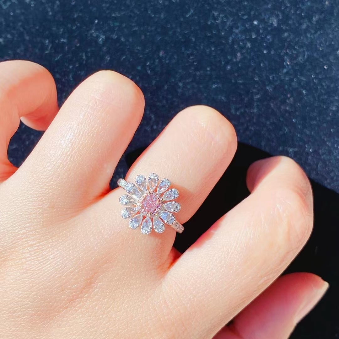 Gia Certified 14k Gold 0.85 Ctw Natural Pink Diamond & Diamond Ring - 5