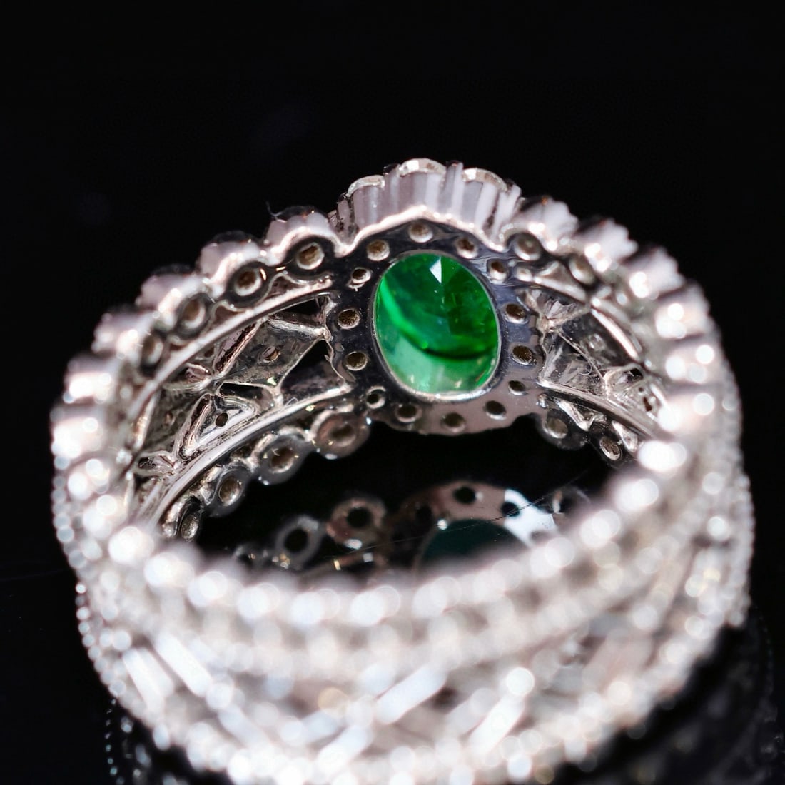 14k Gold 1.34 Ctw Vivid Green Natural Emerald & Diamond Ring - 5