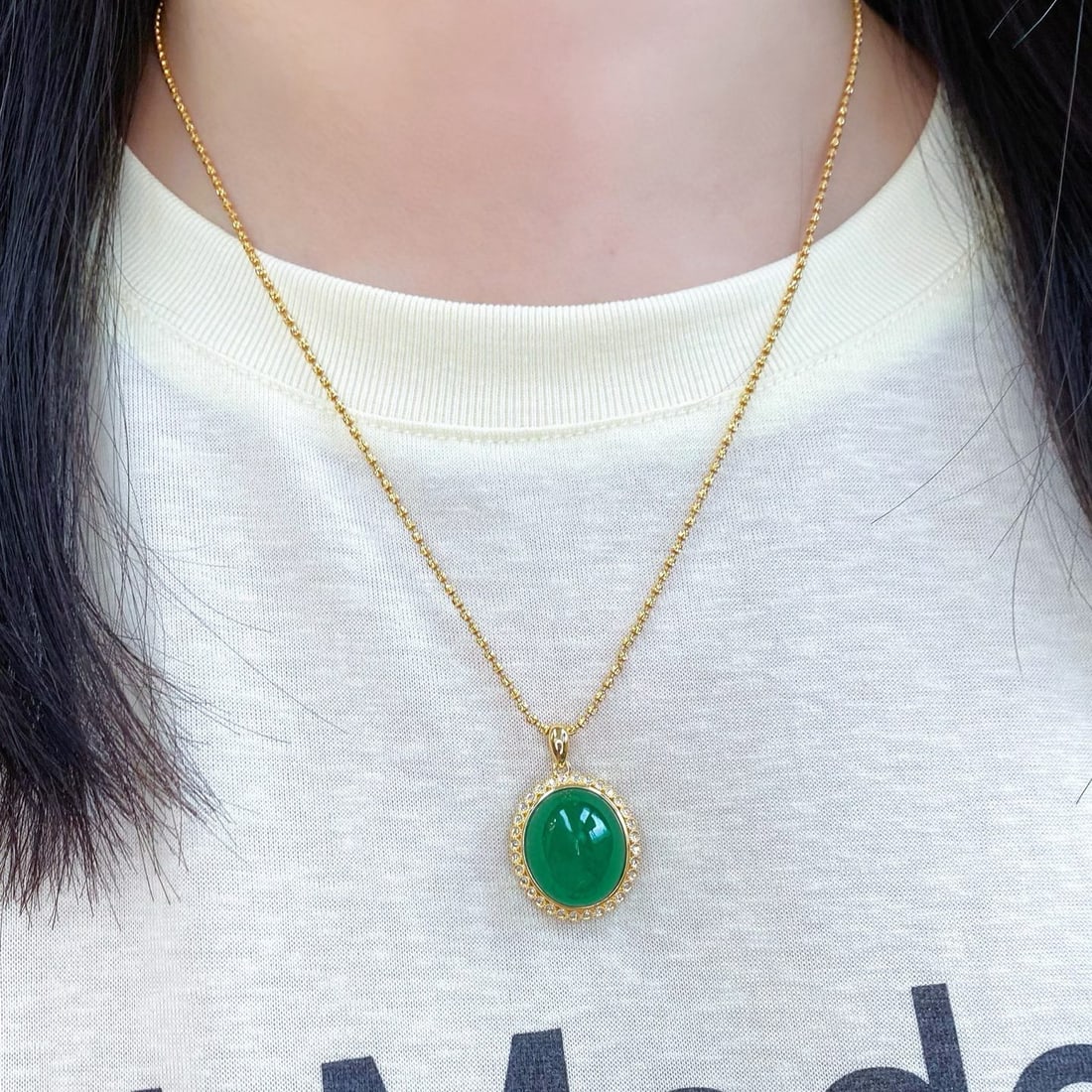 14k Gold 17.72 Ctw Vivid Green Natural Emerald & Diamond Pendant( Without Chain ) - 3