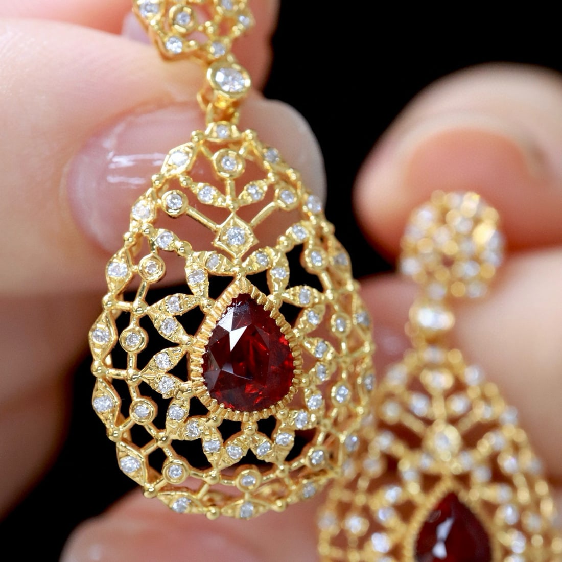 14k Gold 2.07 Ctw Natural Ruby & Sapphire Earrings - 3