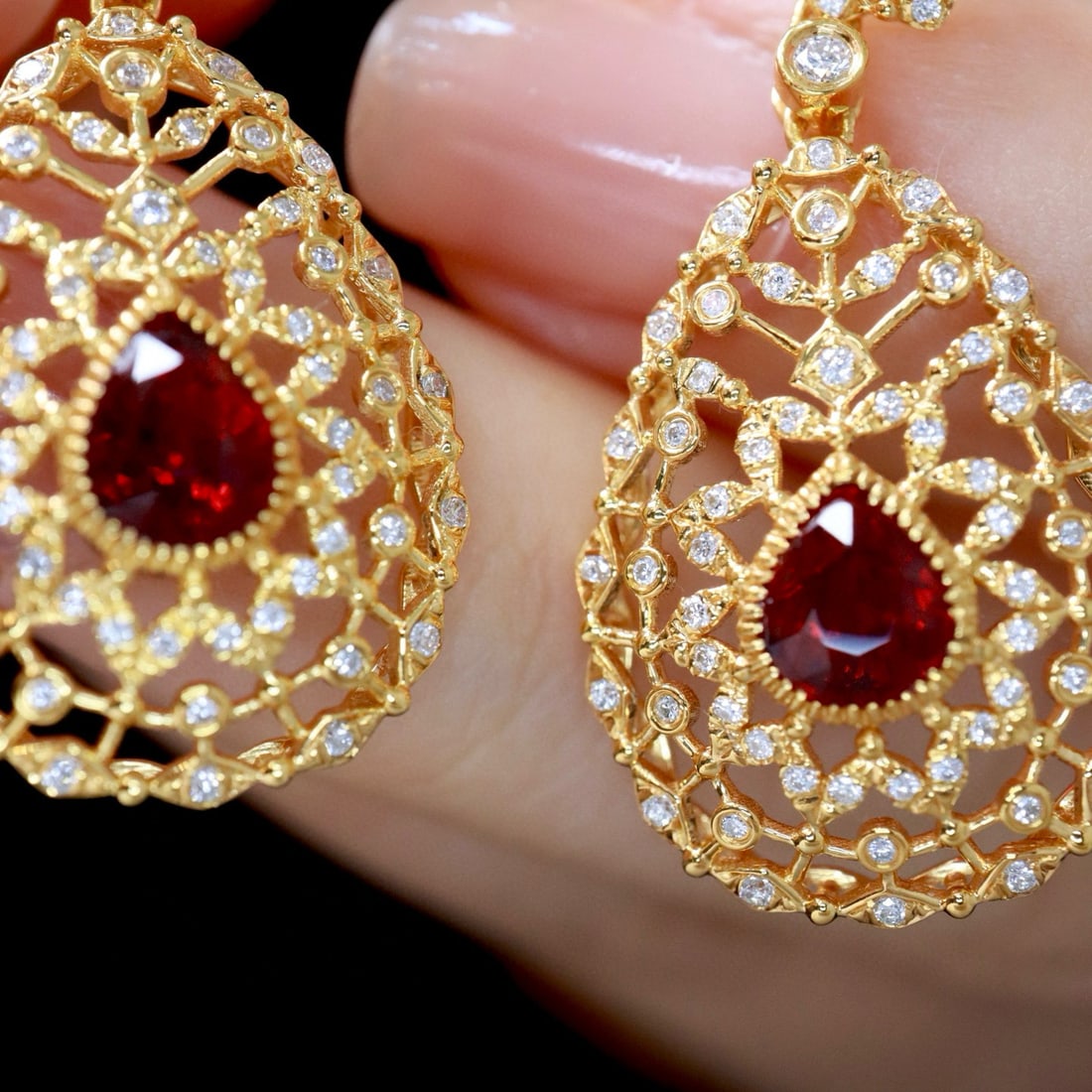 14k Gold 2.07 Ctw Natural Ruby & Sapphire Earrings - 5
